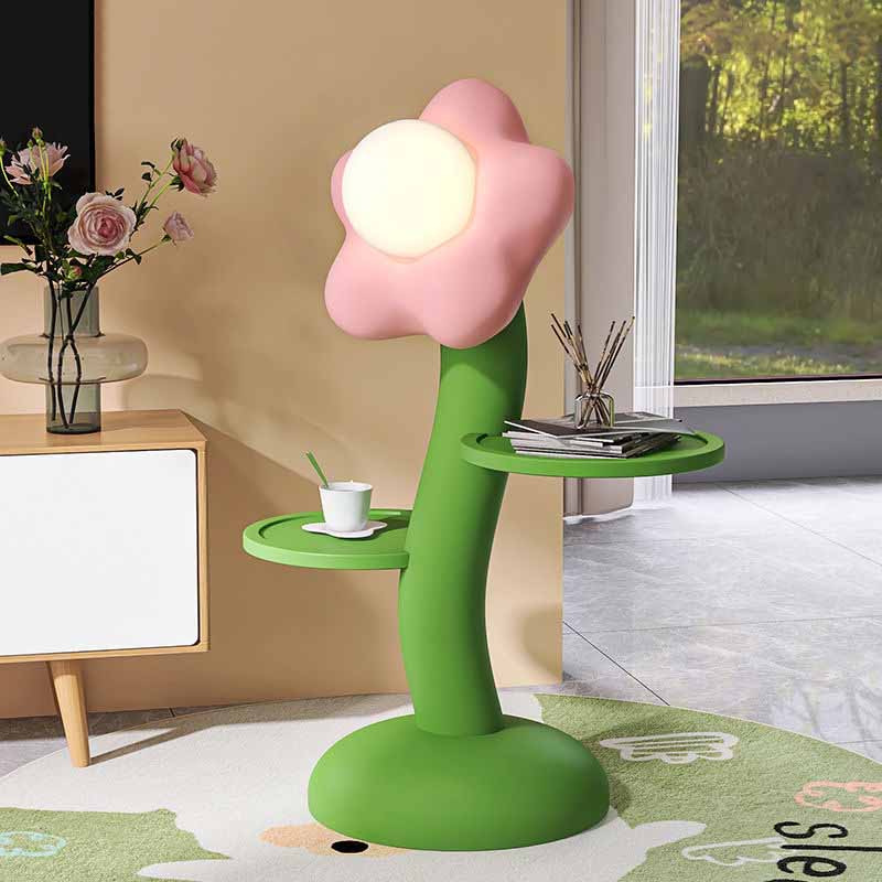 Mesa con Lámpara de Pie en Forma de Flor