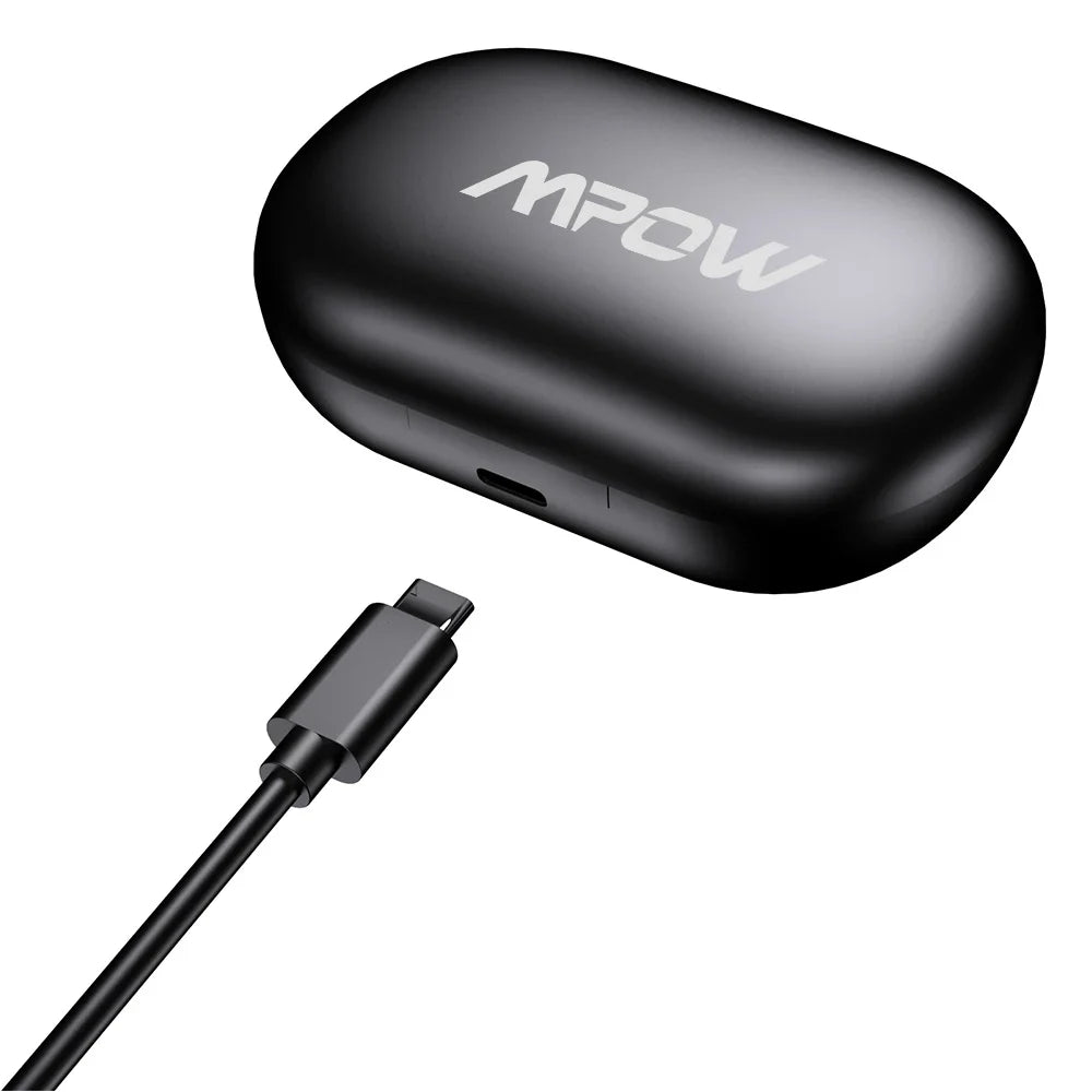 Mpow Q63 Bluetooth 5.3 Wireless Earbuds with Mic IPX7 Waterproof 200H Earphones with Hooks for Sports Running Workout Gym