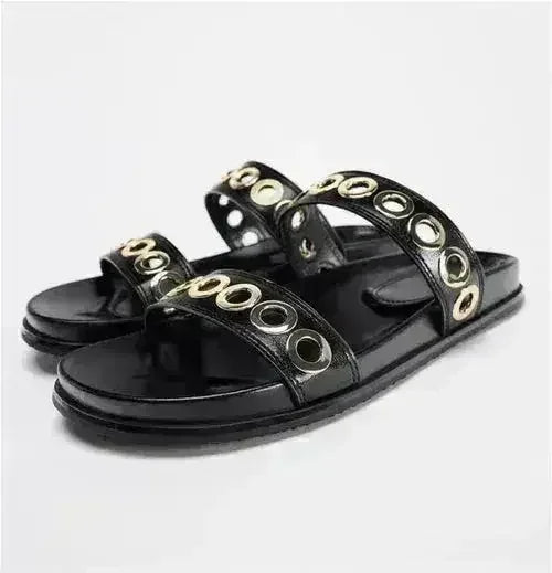 Designer Chic Flat Sandals - Animal Print & Comfort | Femstylo