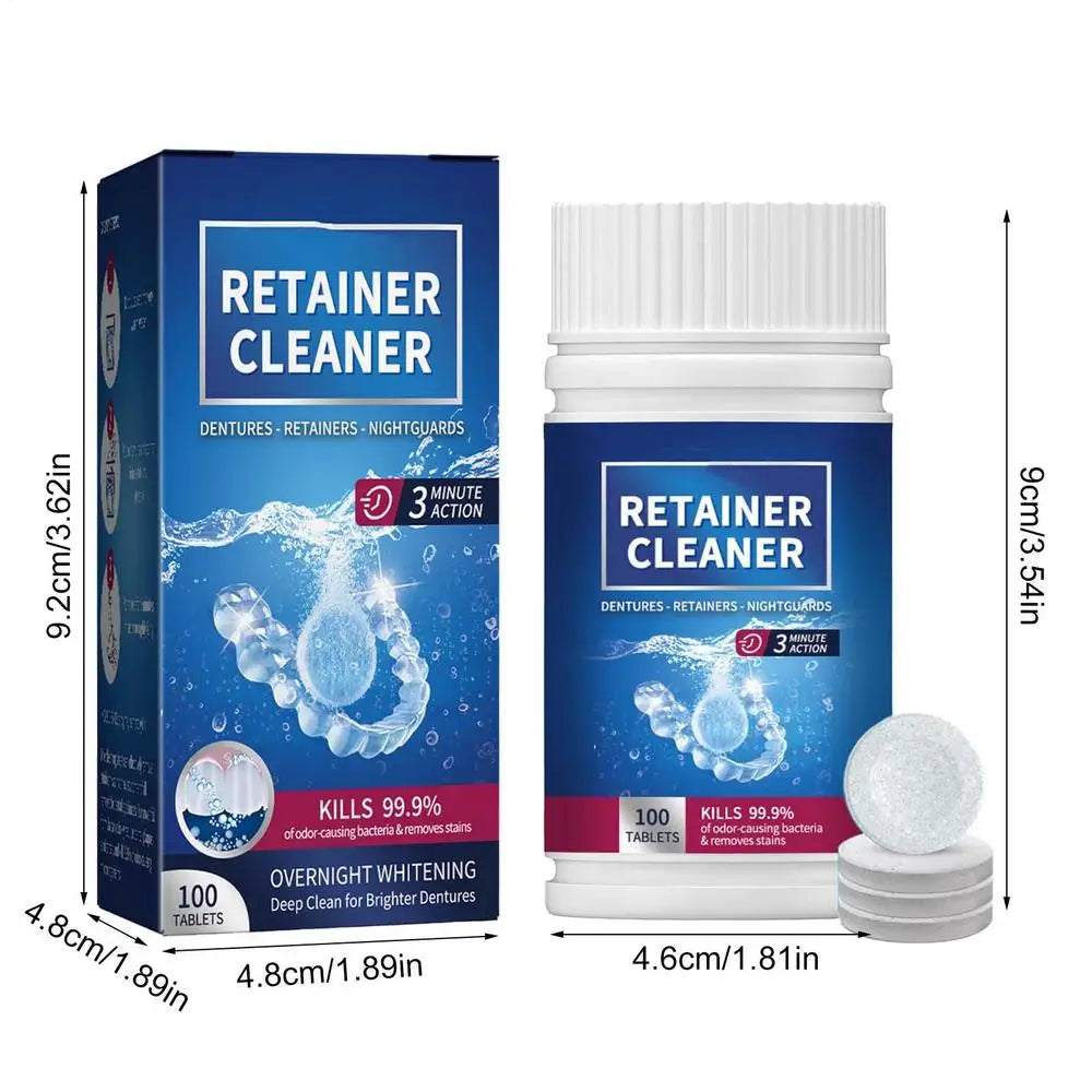 Oral Cleaning Care 100 Tabs Denture Cleaner Tablet Cleansing Tablet For False Tooth Cleaning Tablet For Retainer Fresh Breath