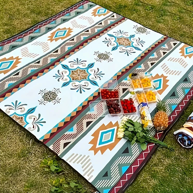 Outdoor Camping Picnic Blanket, Portable Beach Mat, PU Coated Oxford Cloth, Bound Edge, Foldable Lightweight Mat