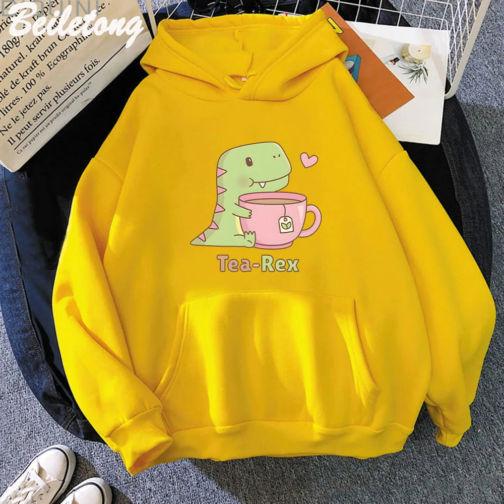 Sudadera con capucha "Tea-Rex" para amantes de los dinosaurios y el té