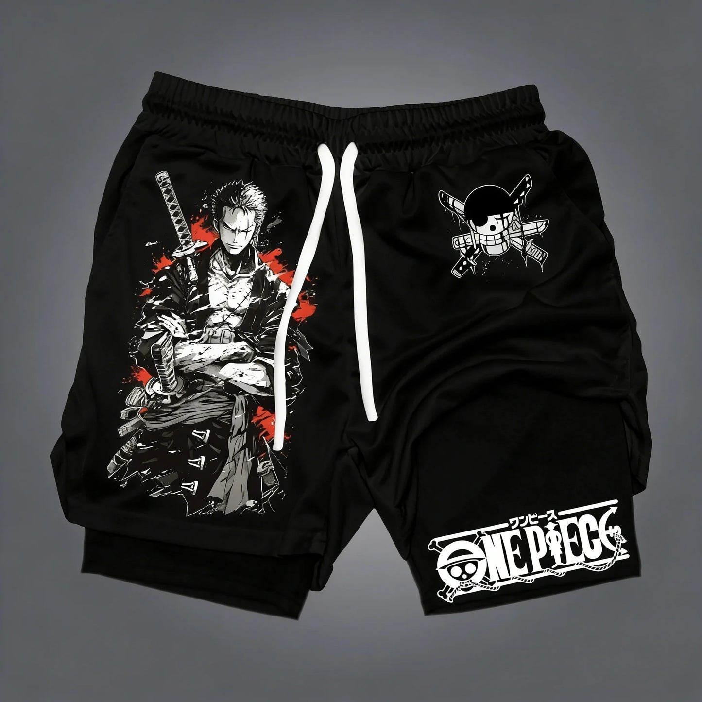 ONE PIECE Anime Roronoa Zoro Printed Sports Shorts 2026 Summer New Unisex Y2K Quick Drying Breathable 2-in-1 Beach Shorts