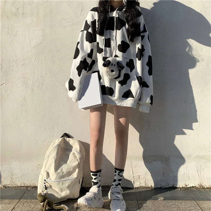 Sudadera con capucha y estampado de vaca