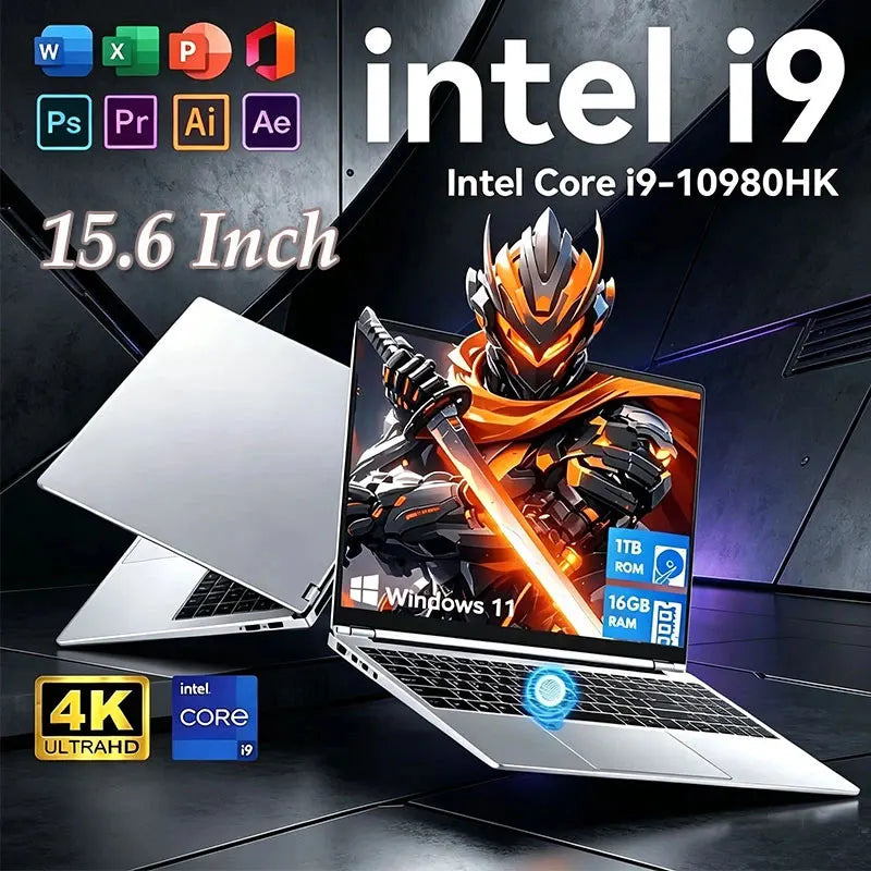 2026 Windows 11 Pro 15.6" Laptop Intel Core i9 10980HK 16GB RAM 1TB 2TB SSD Office Gamer Laptops Fingerprint UnIock Notebook PC