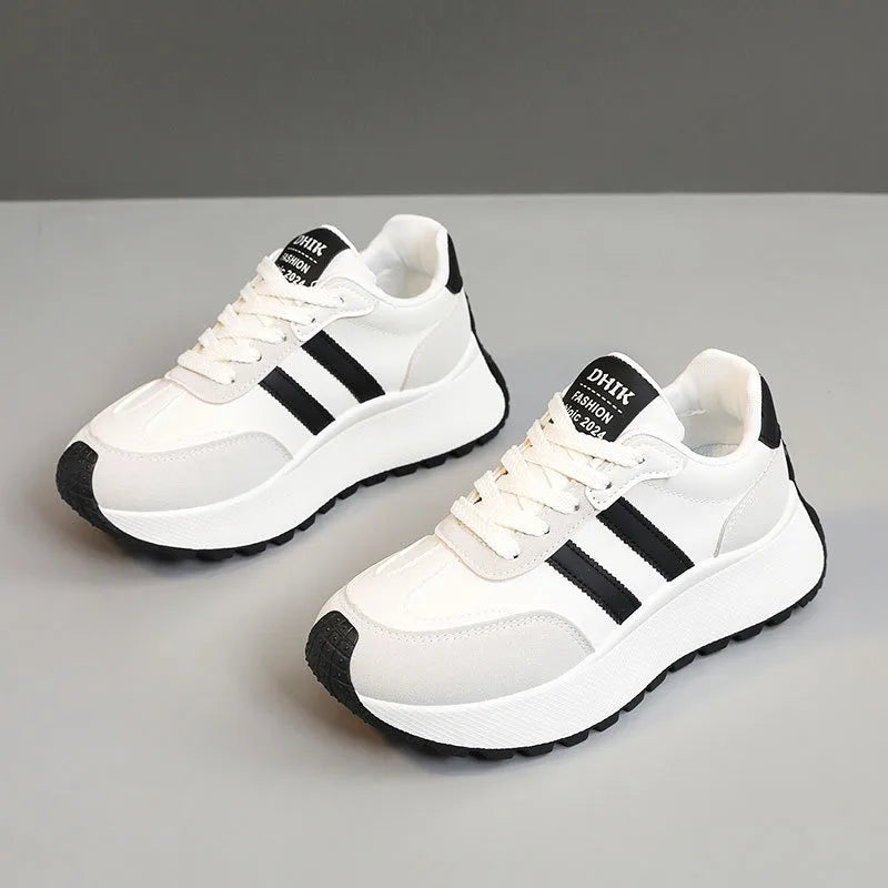2026 Summer Thick-Soled Women Shoes Height-Increasing Women Sneakers Casual Skate Shoes Lace-Up Sports Running Shoes for Women
