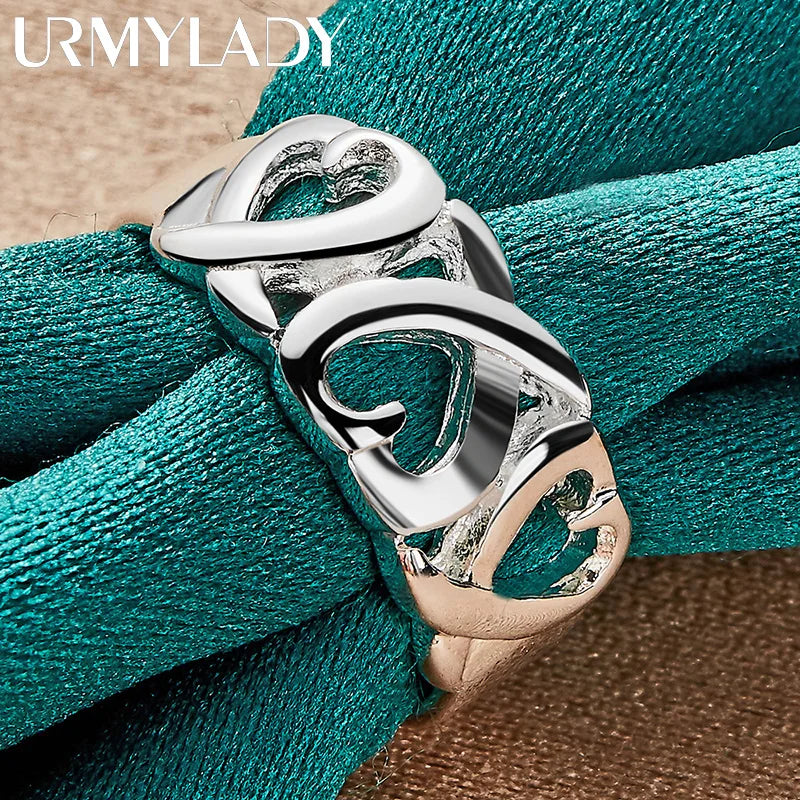 URMYLADY 925 Sterling Silver Love Heart 6-10# Ring For Women Wedding Party Fashion Charm Jewelry