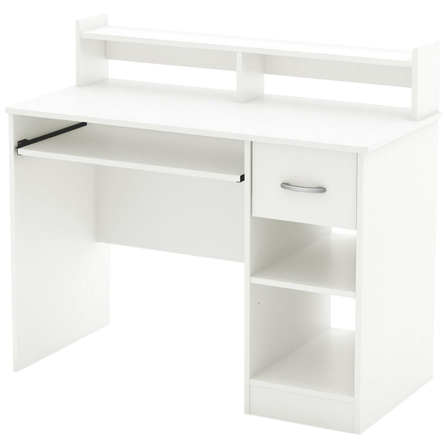 Escritorio de ordenador contemporáneo para oficina en casa con acabado de madera blanca