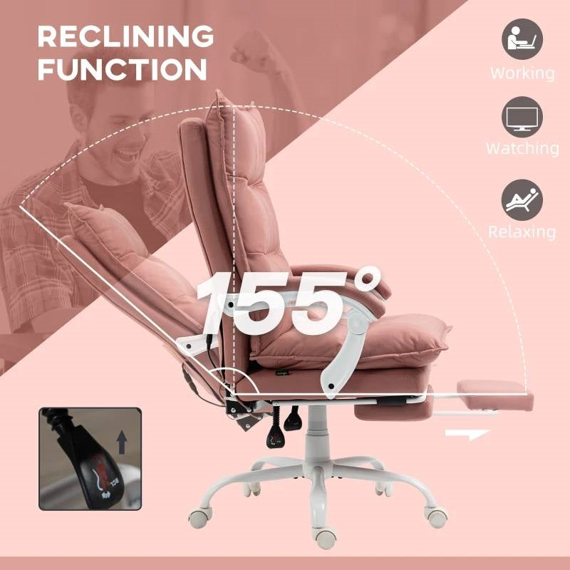 Sillón de Oficina Ejecutivo con Masaje y Calefacción, Doble Acolchado, Salmón