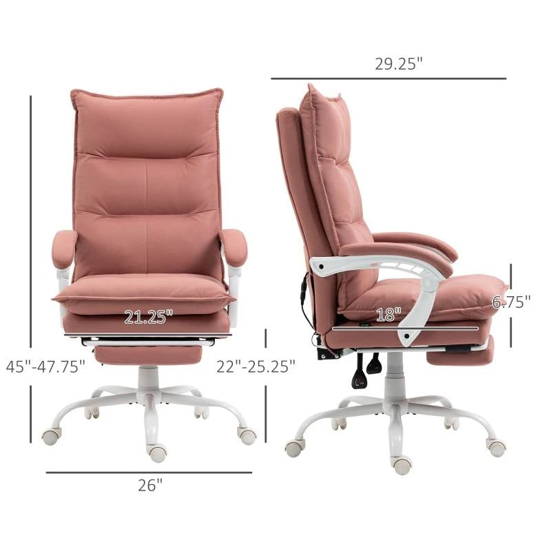 Sillón de Oficina Ejecutivo con Masaje y Calefacción, Doble Acolchado, Salmón