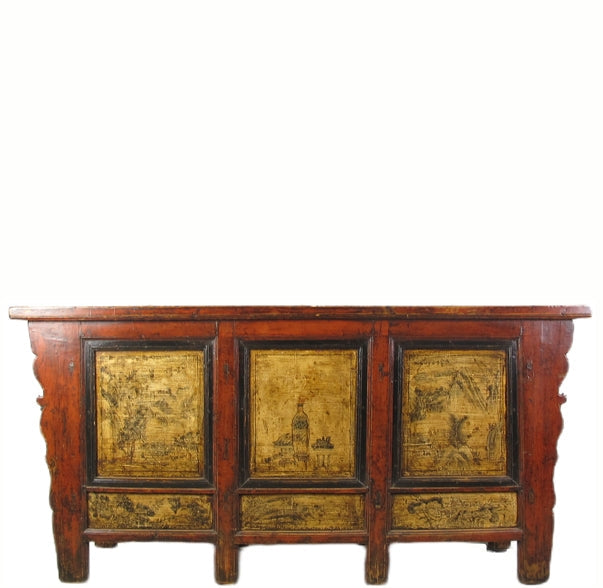 Armario de Cama Antiguo Gansu Pintado a Mano
