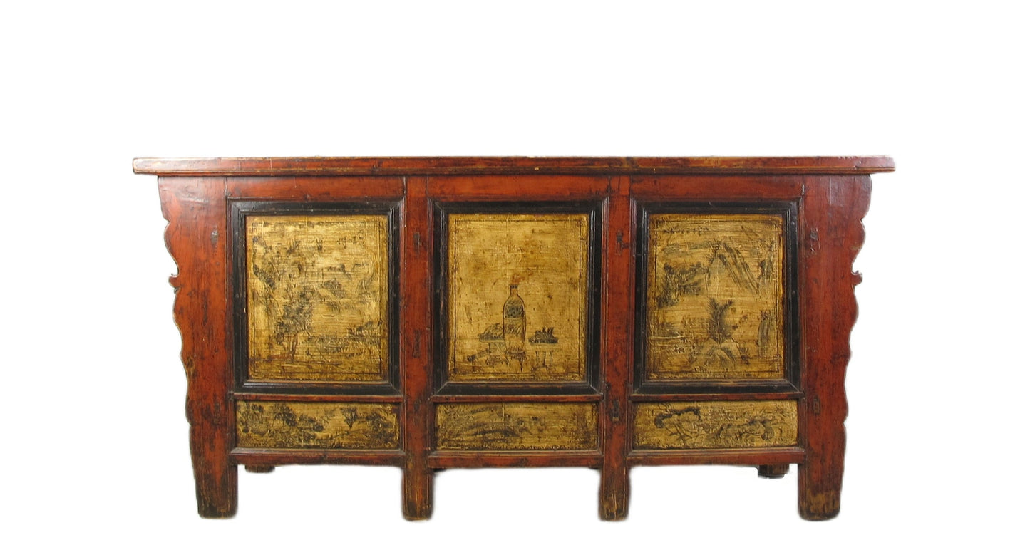 Armario de Cama Antiguo Gansu Pintado a Mano