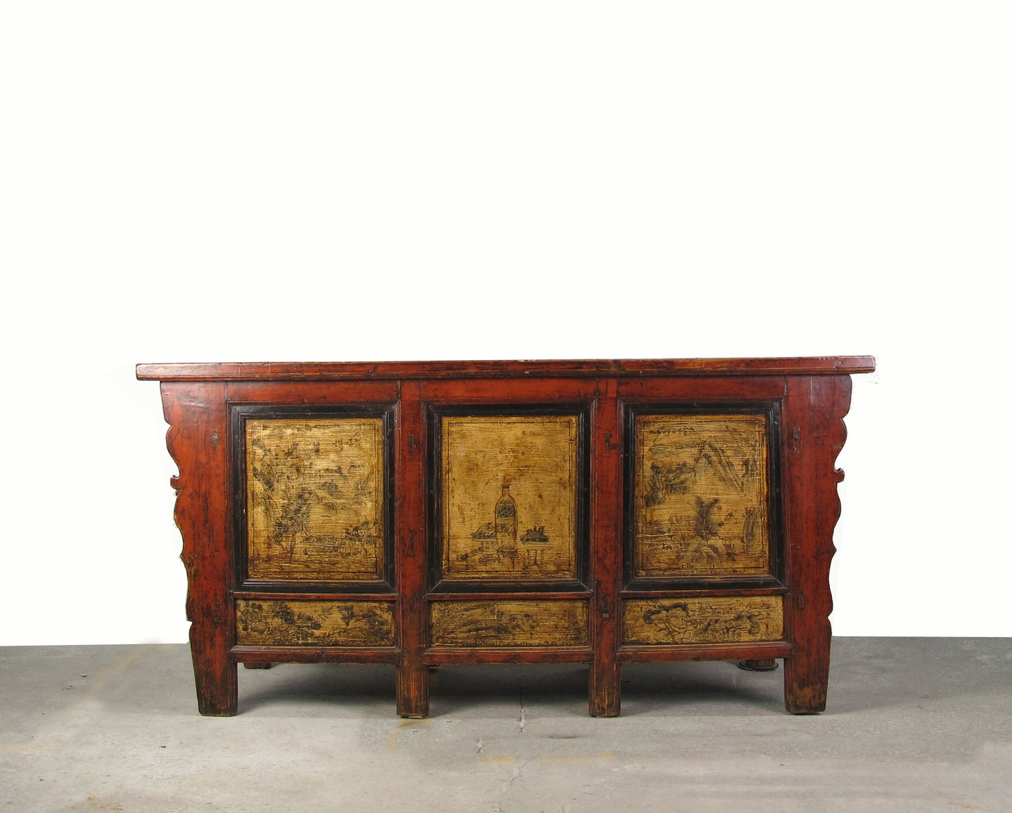 Armario de Cama Antiguo Gansu Pintado a Mano
