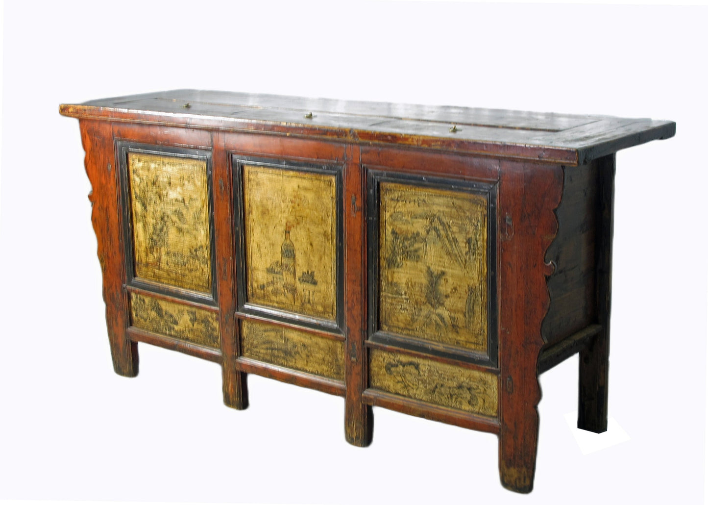 Armario de Cama Antiguo Gansu Pintado a Mano