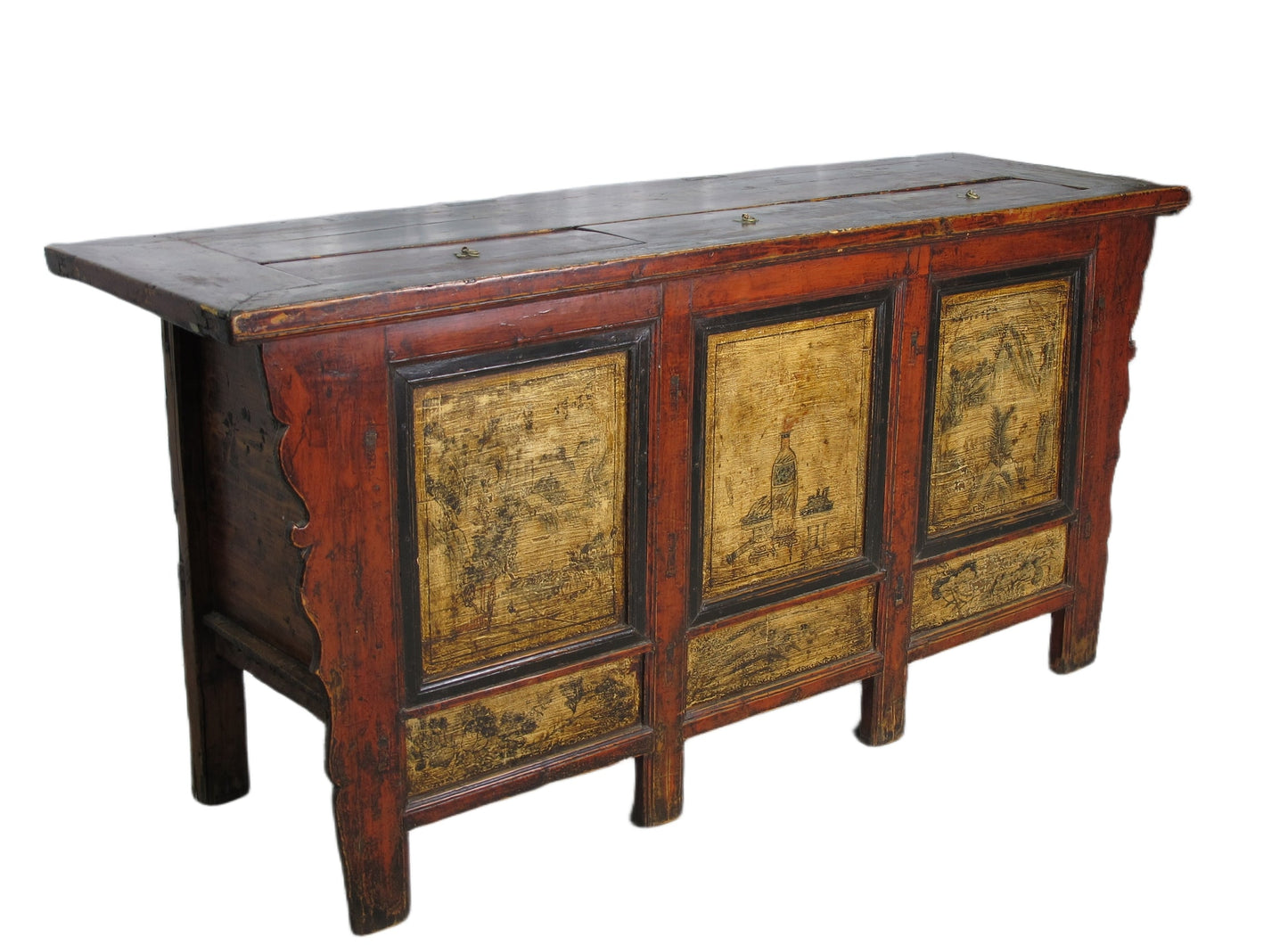 Armario de Cama Antiguo Gansu Pintado a Mano