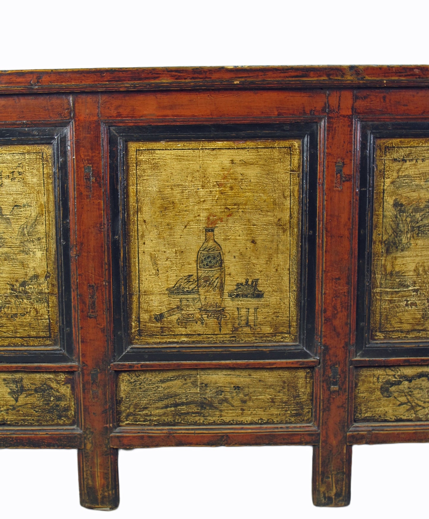 Armario de Cama Antiguo Gansu Pintado a Mano