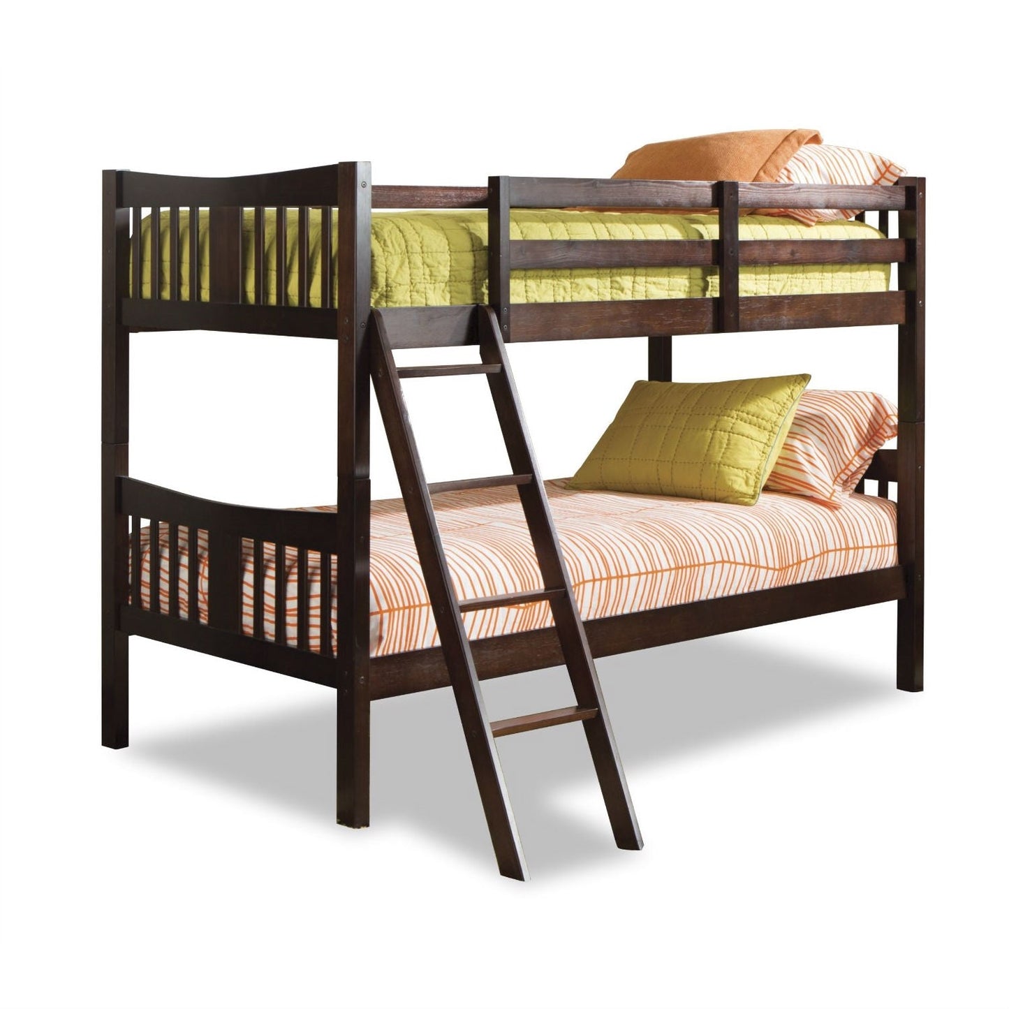 Litera doble de madera maciza con acabado espresso