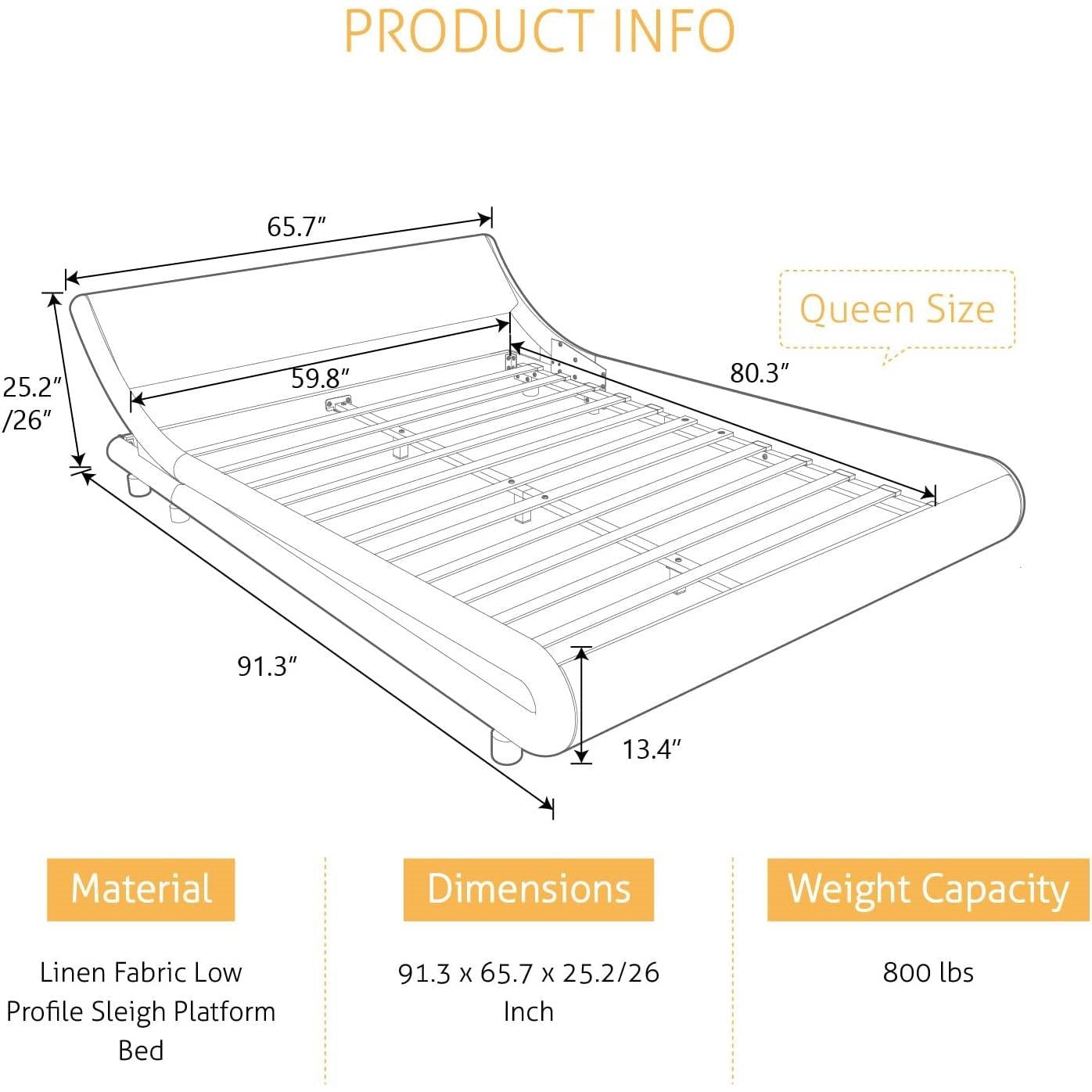 Estructura de cama con plataforma tapizada en piel sintética blanca moderna Queen con cabecero