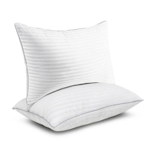 Juego de 2 almohadas de pluma sintética lavables a máquina con funda de algodón - Queen