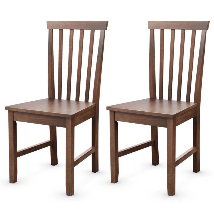 Juego de 2 sillas de comedor sin brazos estilo Mission de madera maciza con acabado en nogal marrón