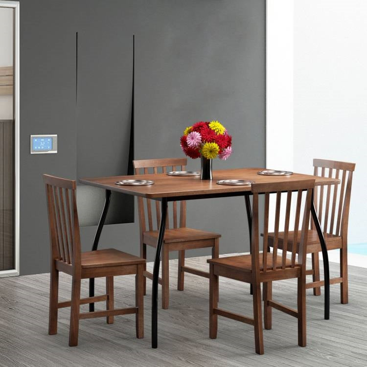 Juego de 2 sillas de comedor sin brazos estilo Mission de madera maciza con acabado en nogal marrón