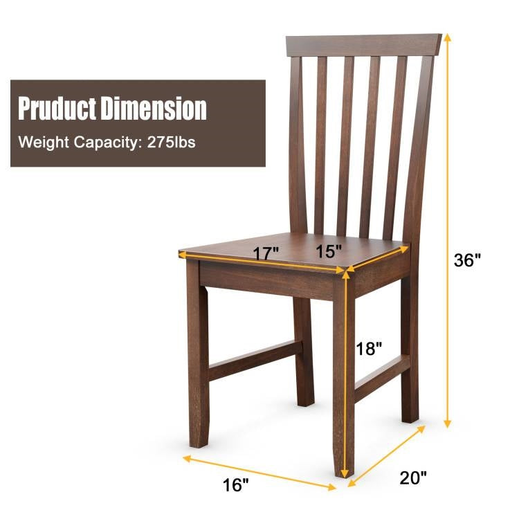 Juego de 2 sillas de comedor sin brazos estilo Mission de madera maciza con acabado en nogal marrón