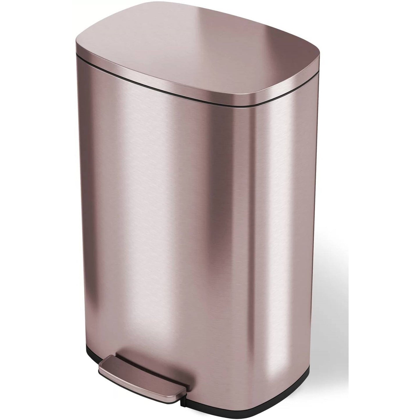 Cubo de basura con pedal de acero inoxidable color oro rosado de 13 galones con filtro desodorizante