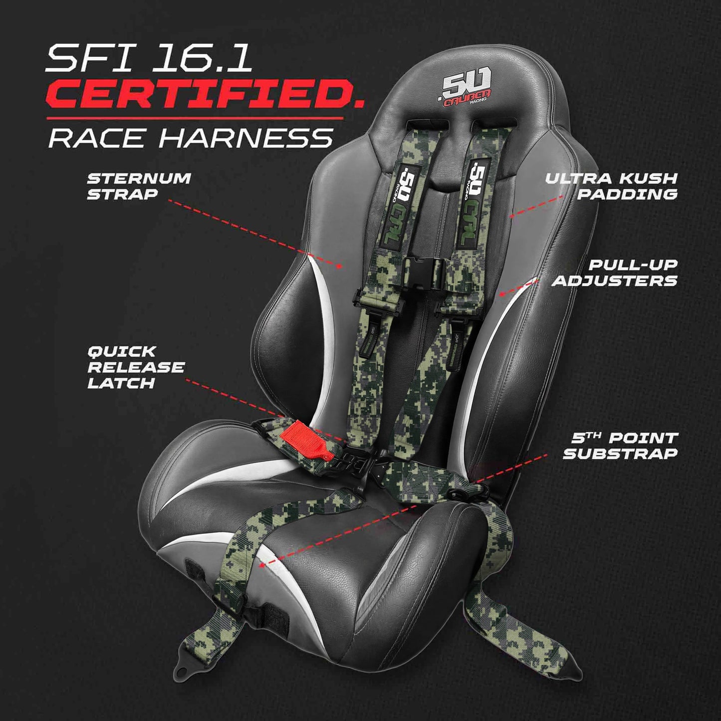 SFI Approved 2" and  3" 5 point Harness, Racing Harness