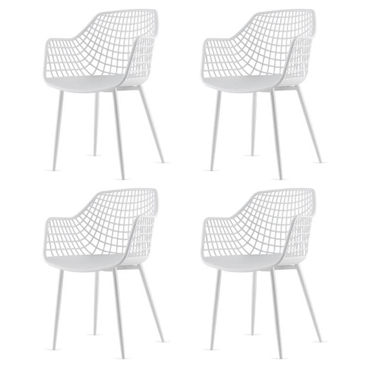 Juego de 4 sillas de comedor modernas de mediados de siglo con malla blanca y respaldo ergonómico