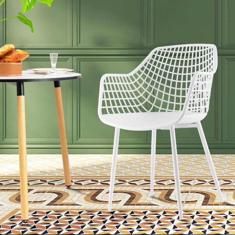 Juego de 4 sillas de comedor modernas de mediados de siglo con malla blanca y respaldo ergonómico