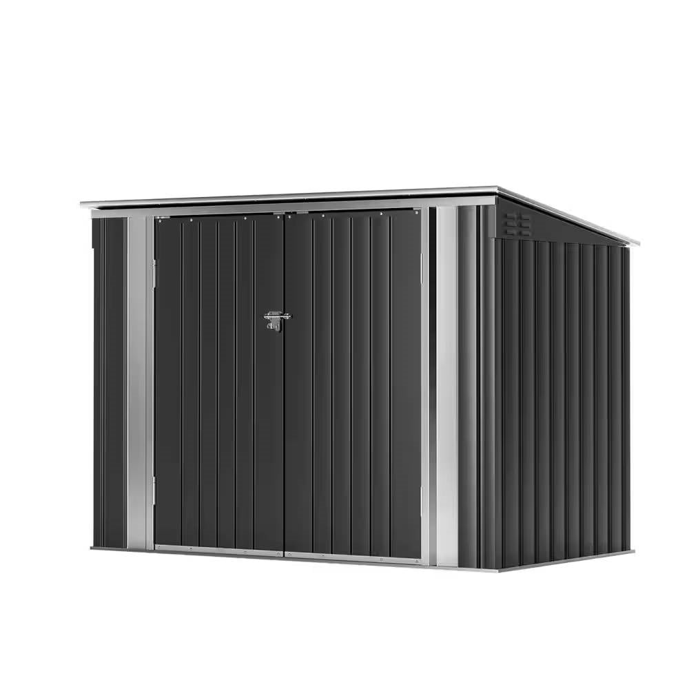Cobertizo para botes de basura exterior de acero galvanizado negro - Capacidad para 2 cubos de basura