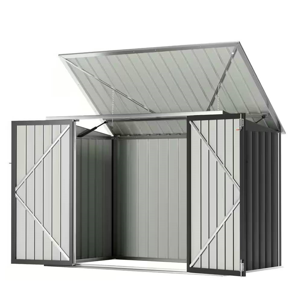 Cobertizo para botes de basura exterior de acero galvanizado negro - Capacidad para 2 cubos de basura