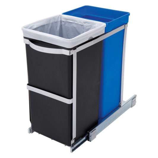 Cubo de Reciclaje Azul Extraíble Bote de Basura Negro se Desliza Debajo del Mostrador de la Cocina