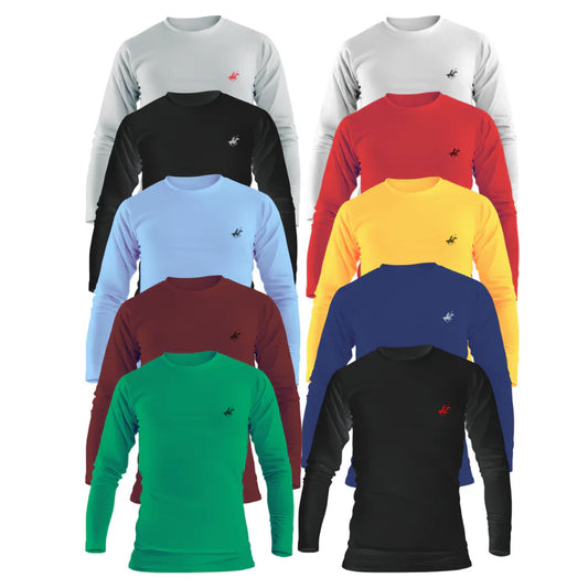 Camisa de manga larga para hombre con emblema de caballo, paquete de 6/12 unidades, 100% algodón, más de 10 colores surtidos