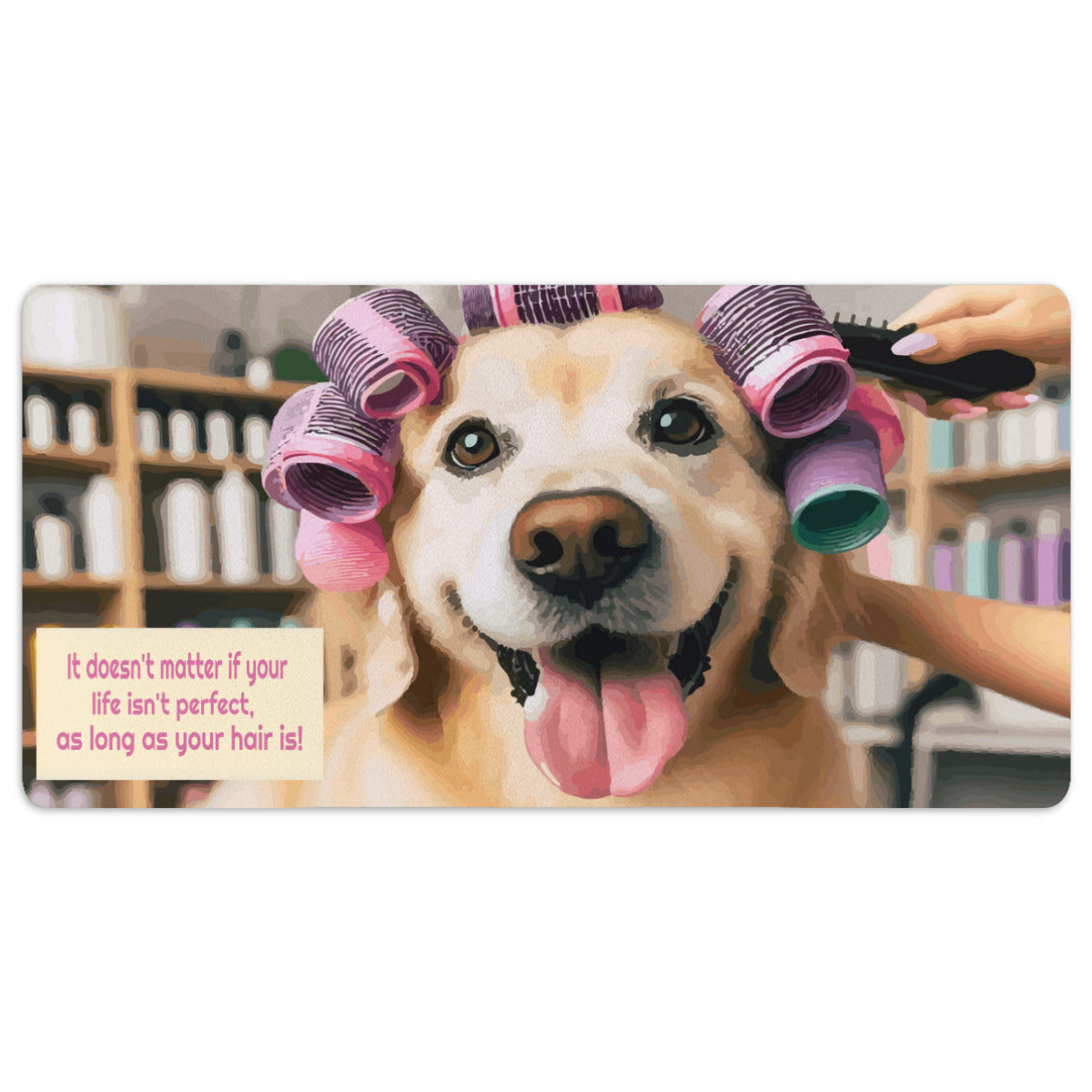 Perfect Hair with Rollers Golden Retriever Mousepad Desk Mat - available in 2 sizes