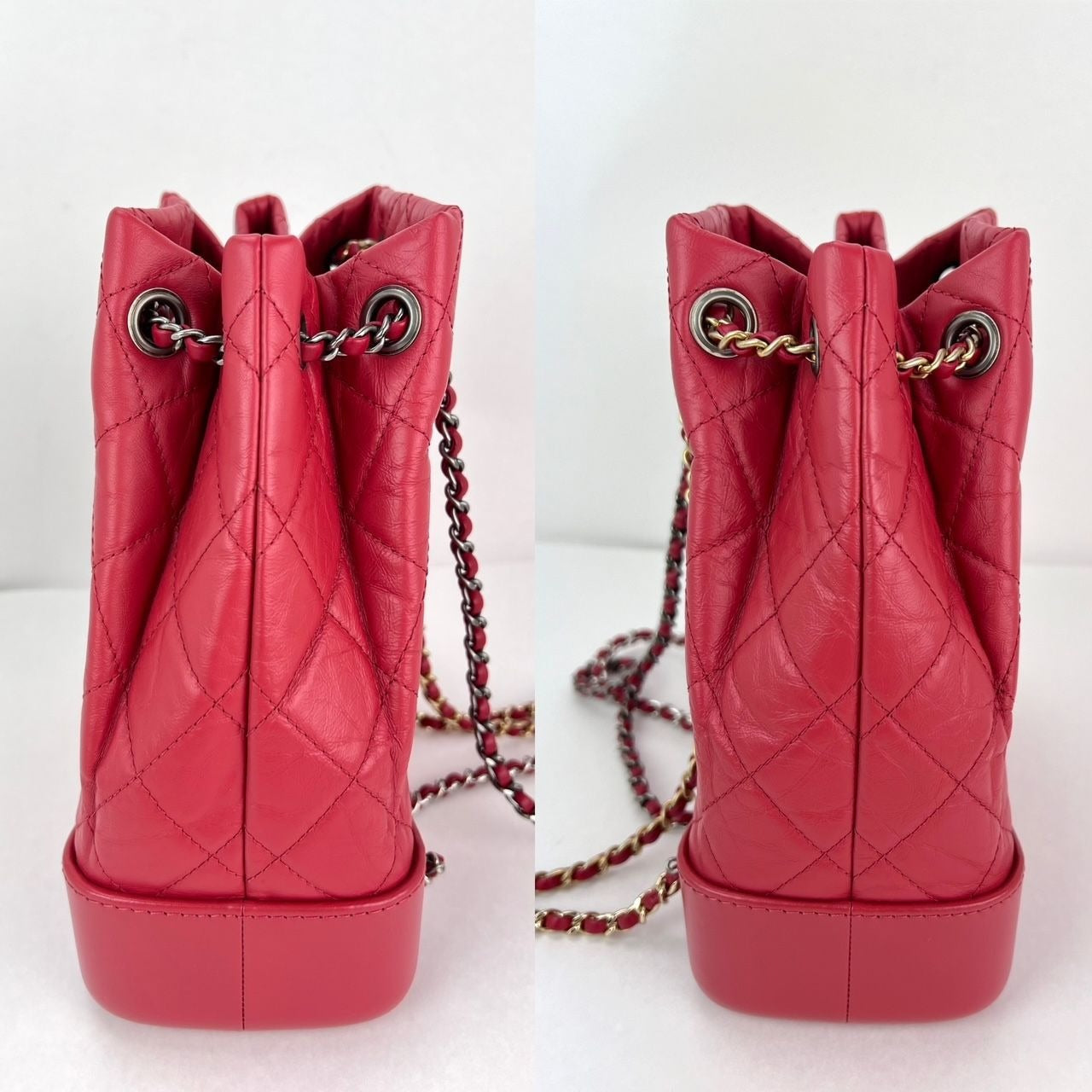 Chanel Aged Calfskin Quilted Small Gabrielle Red Backpack