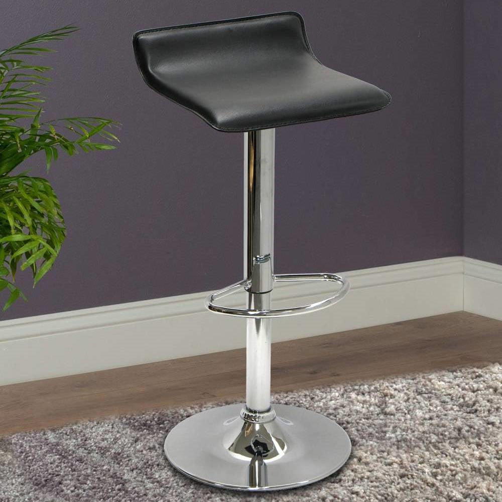 Taburetes modernos ajustables Air-Lift con asiento de PVC negro