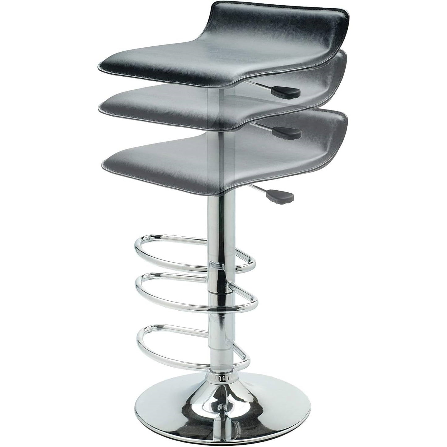 Taburetes modernos ajustables Air-Lift con asiento de PVC negro
