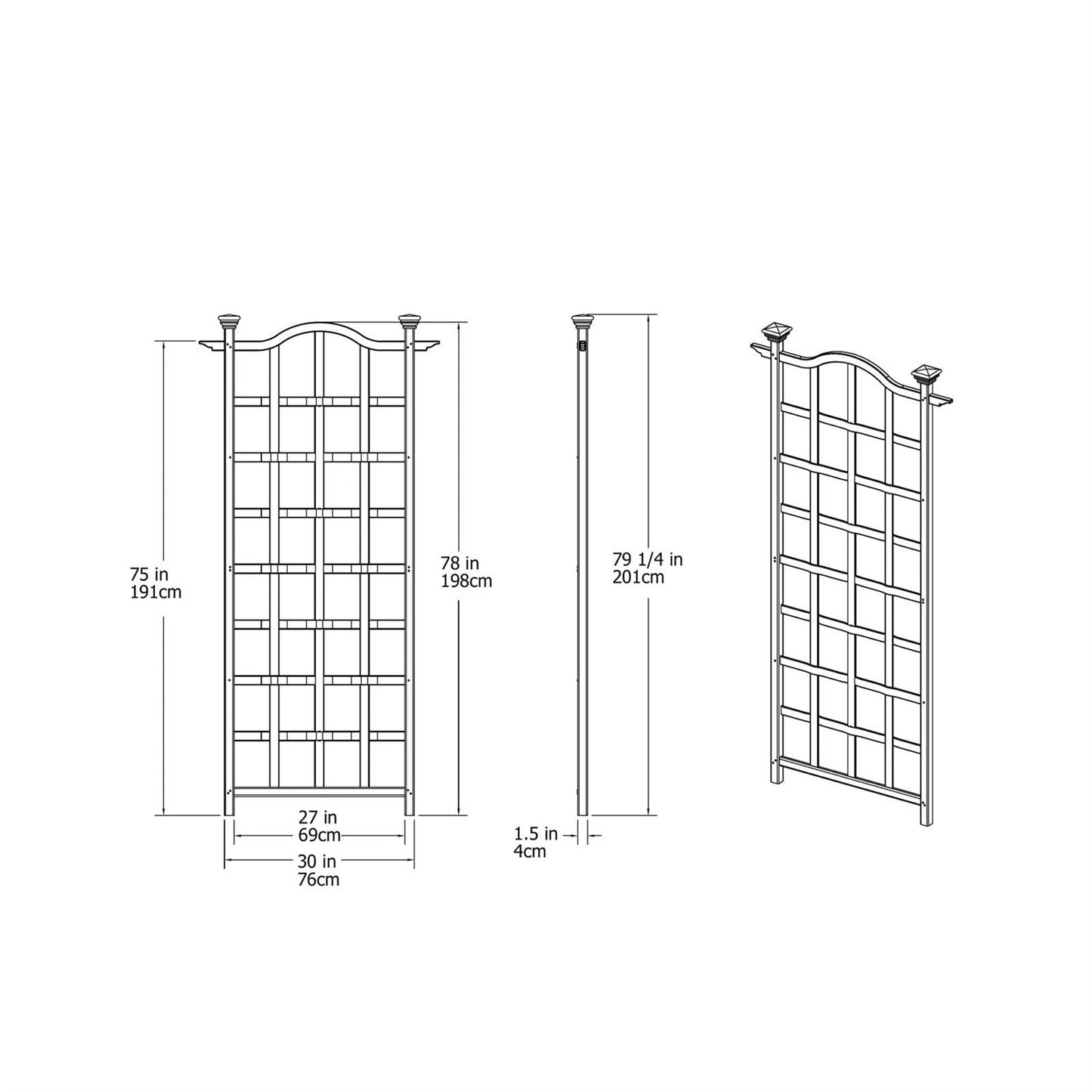 Celosía de jardín de panel de celosía para exterior de 79 pulgadas