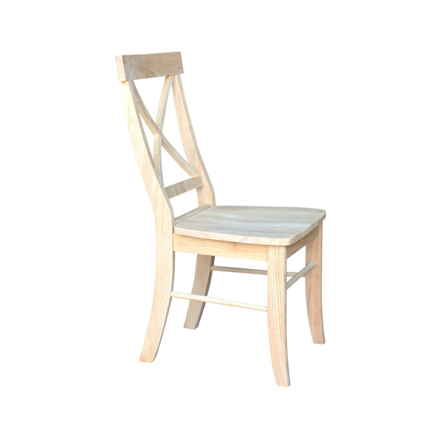 Juego de 2 - Sillas de comedor de madera sin terminar con respaldo en X