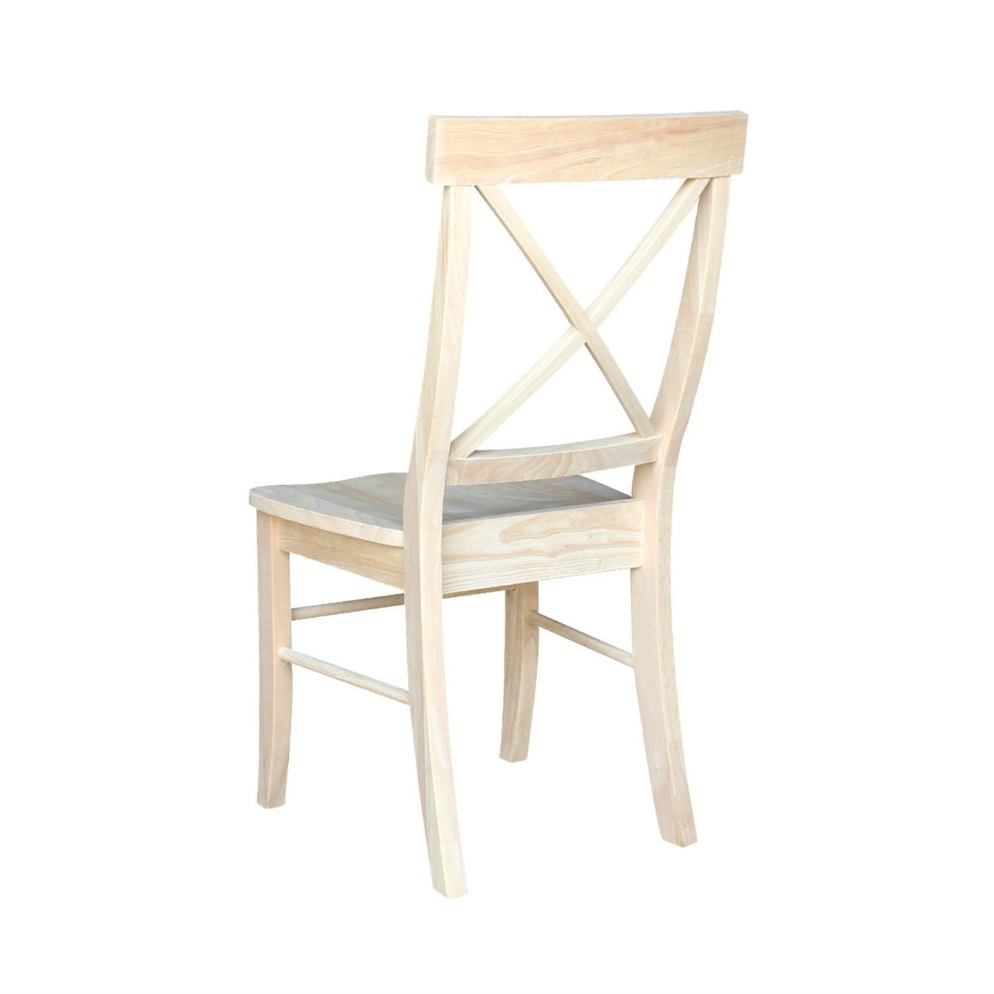 Juego de 2 - Sillas de comedor de madera sin terminar con respaldo en X