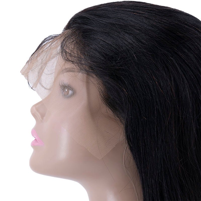 Peluca de pelo humano lacio de encaje frontal transparente de 13x4