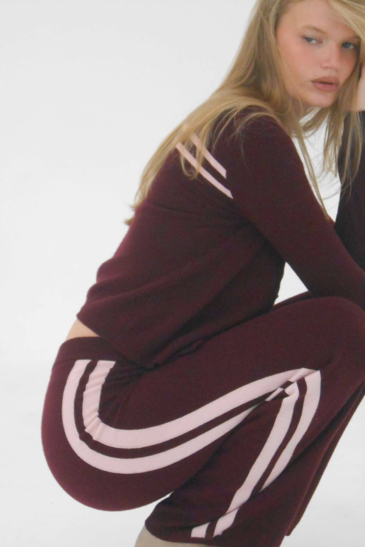 Cashmere Wool Stripe Wide-Leg Pant