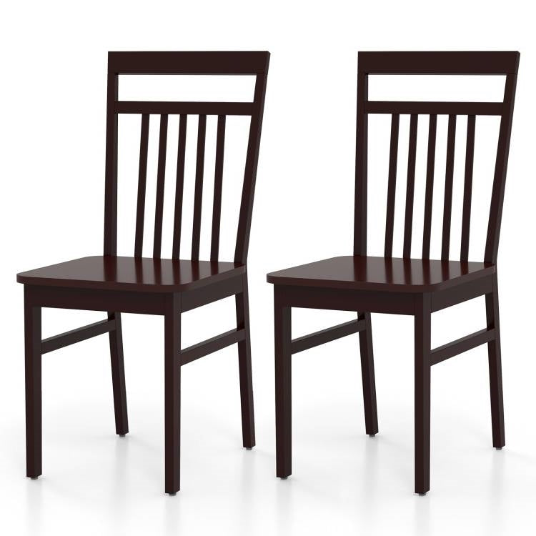 Juego de 2 - Sillas de comedor modernas de granja de madera oscura con respaldo alto 127 kg de peso máximo
