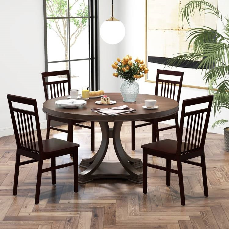 Juego de 2 - Sillas de comedor modernas de granja de madera oscura con respaldo alto 127 kg de peso máximo