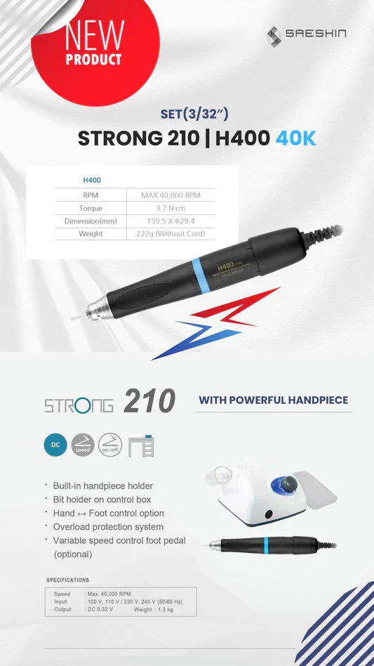 Saeshin Strong 210 / H400 40K RPM Nail Drill