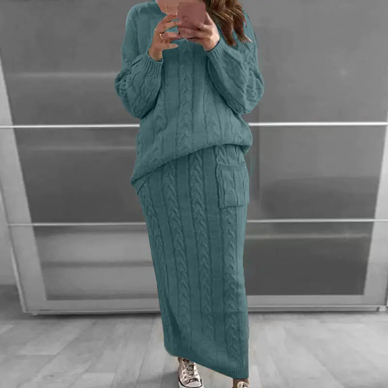Autumn Winter Women's Fashion Sweater Dress Set