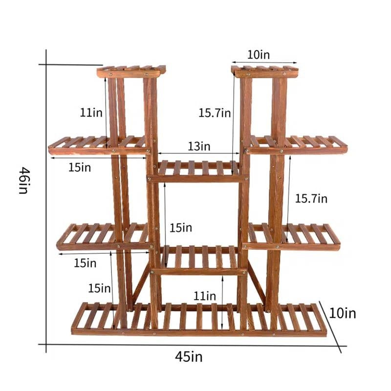 Soporte para plantas de madera maciza para interior y exterior de 11 niveles