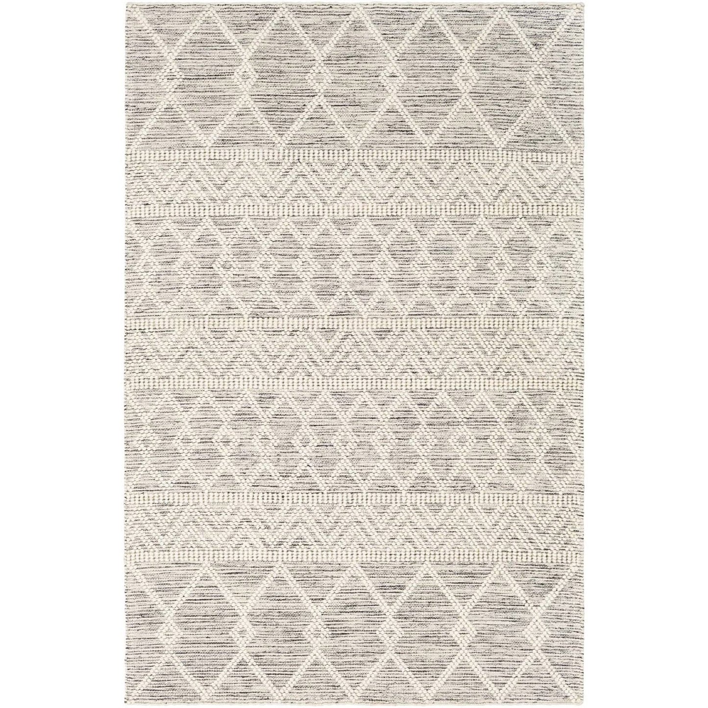 Alfombra de área estilo persa gris beige marfil de mezcla de lana tejida a mano de 1,8 x 2,7 m