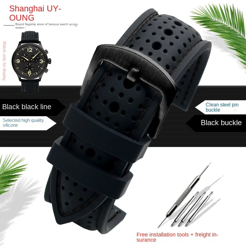 Garmin 18/20/22mm Quick Release Perforated Silicone Band with Contrast Stitching